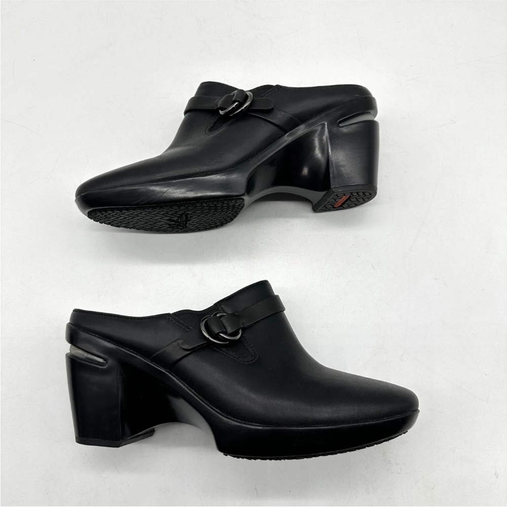 Cole Haan Mule Womens Air Shelly Clog Heeled Buckle Black Leather Shoes 8B